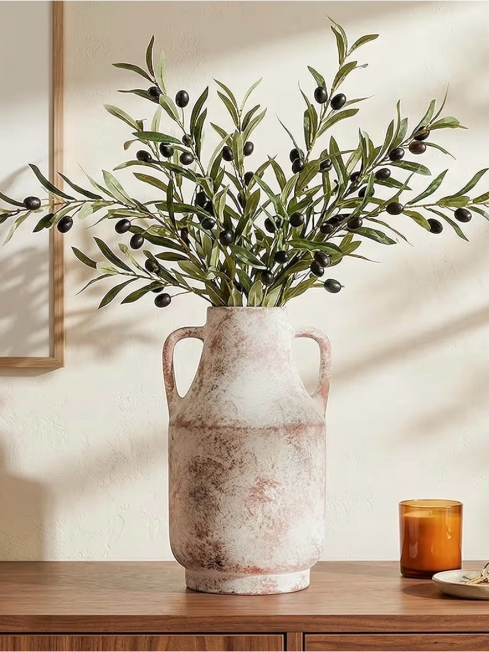 11” Tall Terracotta Ceramic Rustic Farmhouse Vase